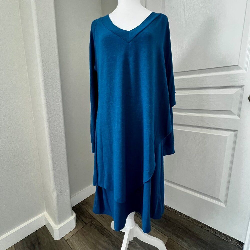 Soft Surroundings Layered Dress Soft Lagenlook Soft Drape Knit Office Flattering